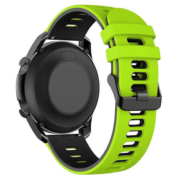 20mm dobbelt farvet silikone rem til Samsung Galaxy Watch6 Classic 47mm 43mm / Garminactive 5 Lime Black