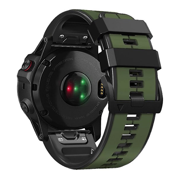 Silikonarmband för Garmin Tactix 7 Pro/Fenix 7X/Fenix 6X Pro, 26 mm, ersättning för smartklocka med dubbla färger Army Green Black