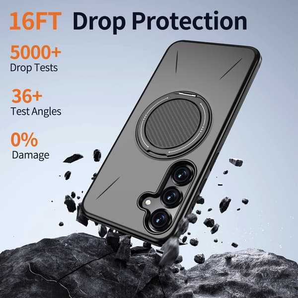 Etui til Samsung Galaxy S24, roterende støtteben TPU + PC Black