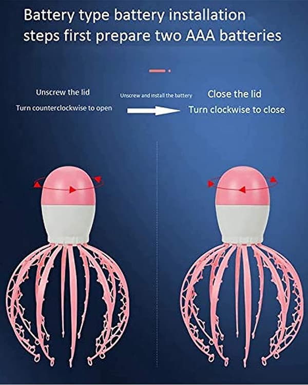 Bärbar hårbottenmassager 84 knådnoder 360 elektrisk huvudmassager 12 fingrar Head Scratcher pink