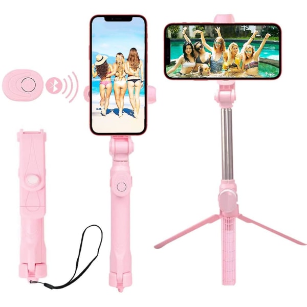 Bluetooth Selfie Stick-stativ med trådløs fjernbetjening, velegnet til Selfie-videooptagelse Live Compati