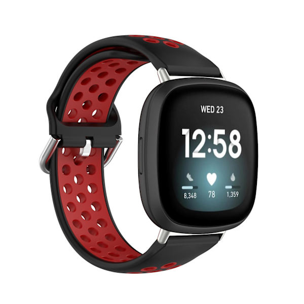 Kaksiväri silikoniranneke Fitbit Versa 3:lle Black Red