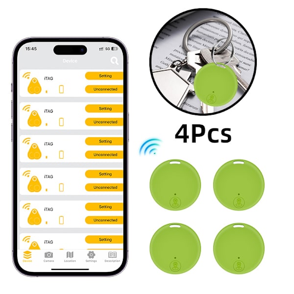 Anti-tapps-enhet Smart alarmposisjonering 5.0 Bluetooth Grønn