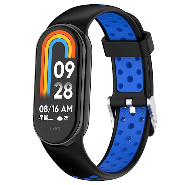 Dubbelfärgat justerbart armband i silikon för Xiaomi Smart Band 8 Black Blue