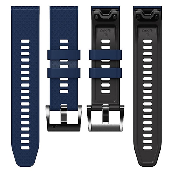 Dot Texture Silikonbånd for Garmin Tactix 7 Pro / Fenix 7x / 6x Pro / 5x Plus, 26mm tofarget klokkestropp Sapphire Black
