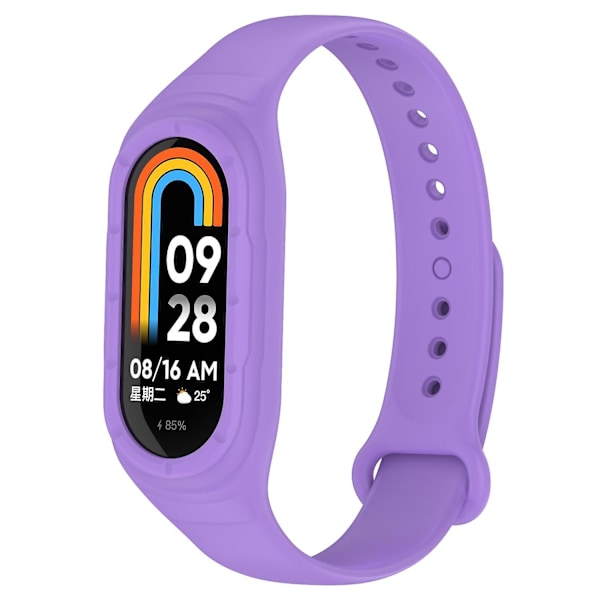 Xiaomi Smart Band 8:lle vaihdettava silikoniranneke, integroitu ranneke kotelokannella Purple, Purple E Xiaomi Smart Band 8