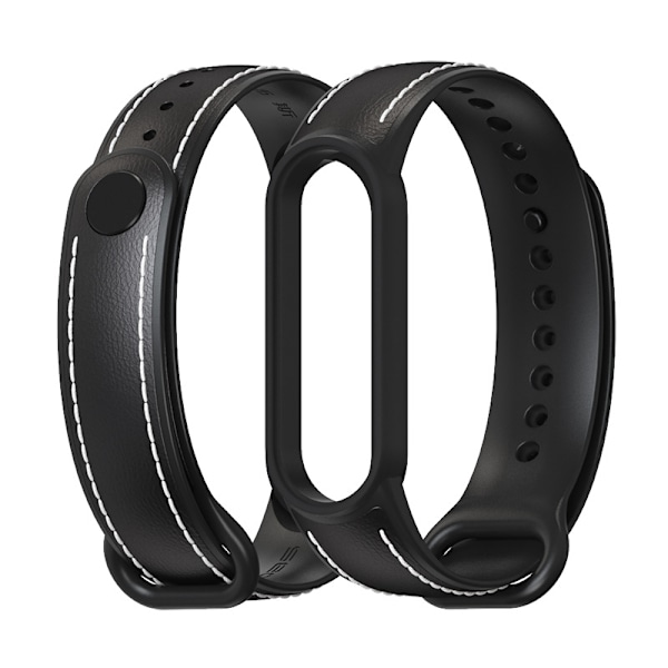 Passer til Xiaomi Mi Band 5/6 Lærreim Black