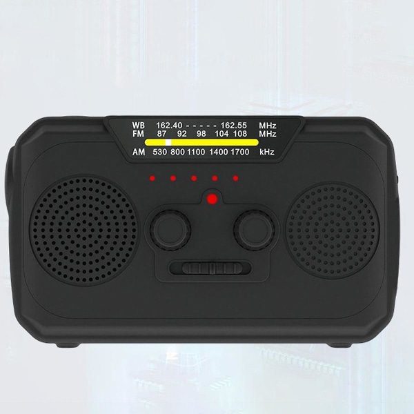 Hätäkäyttöradio, jossa LED-taskulamppu hätätilanteita varten, Am/fm/wb kannettava sääradio, USB -ladattava black