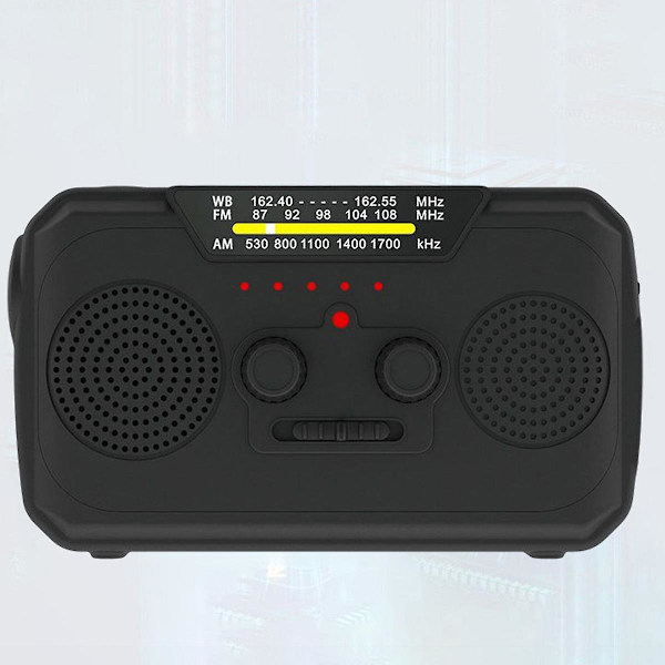 Nödhandvevsradio med LED-ficklampa för nödsituationer, Am/fm/wb bärbar väderradio, USB uppladdningsbar black