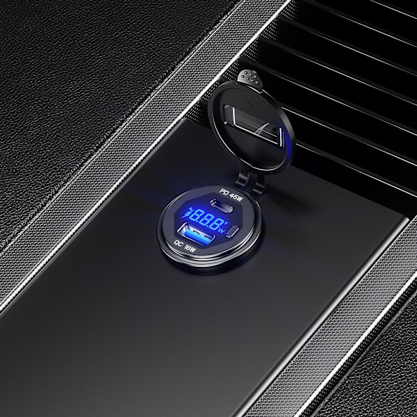 45w Typ C Pd+18w För Qc 3.0 Usb Laddare Med Växel Voltmeter Telefonladdning Så Blue