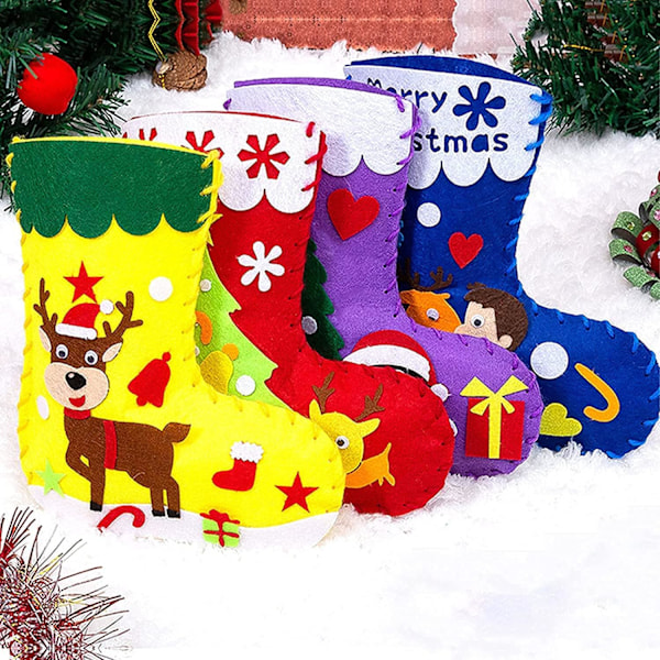10 stk. Julefilt DIY Strømper & Ornamenter Sett