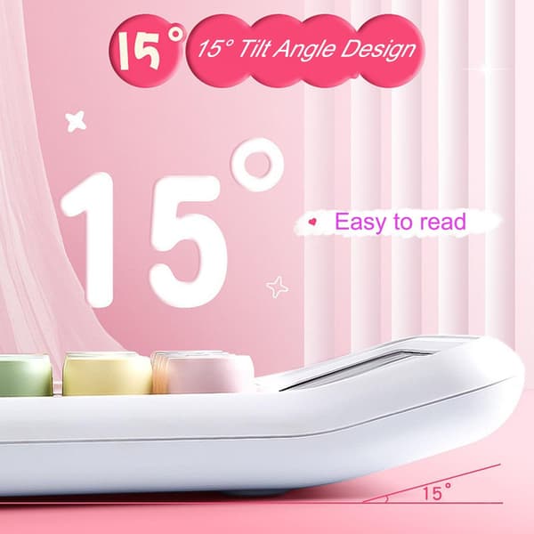 Mekanisk lommeregner, 12-cifret skrivebord med stort LCD-display, store knapper (pink)