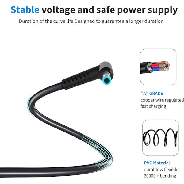 Lader til 90W HP bærbar PC EliteBook 820 830 840 850 G3 G4 G5 G6 G7 4.5 * 3.0mm adapter