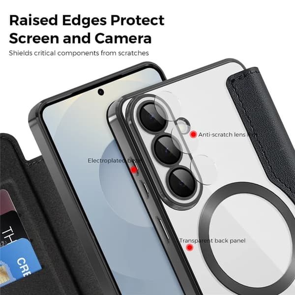 Etui til Samsung Galaxy S26 Plus, Magnetisk Etui RFID Blokerende Kortholder (Sort)