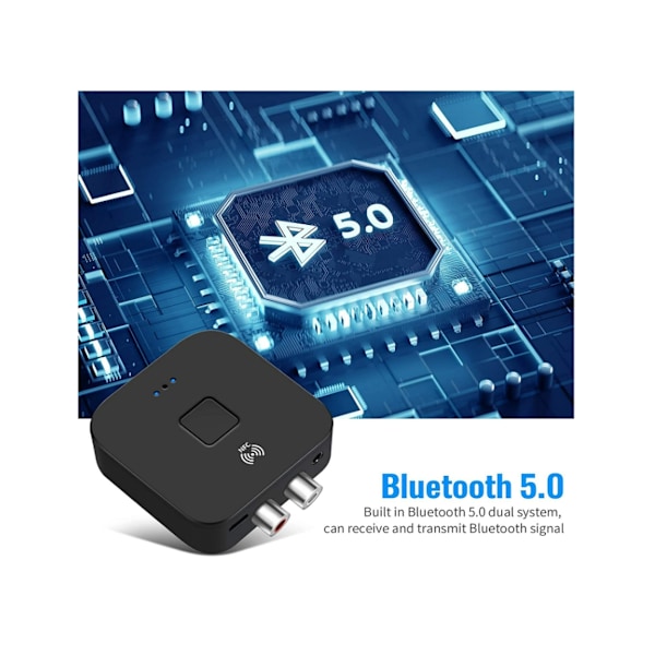 Bluetooth 5.0 Audio Receiver Adapter, NFC Trådløs Bluetooth Extender, 3.5 Aux eller RCA Input Højttaler,