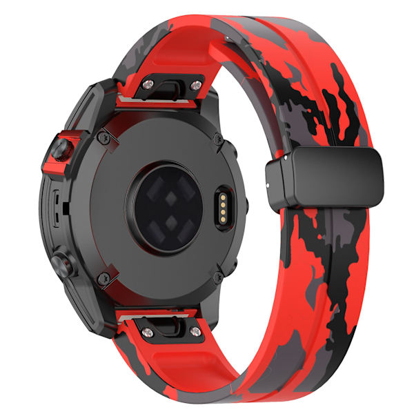 Svart spänne 22mm kamouflage handledsrem armband för Garmin Fenix 7/ Forerunner 965/955/945/935 Camo Red