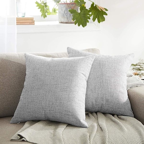 Utomhuskuddar för utemöbler Vattentäta kuddfodral Fyrkantiga Trädgårdskudde Bondgård Linne Sängkuddsöverdrag Skal för uteplats Tält Soffa 18x1 Grey 18 * 18 Inch