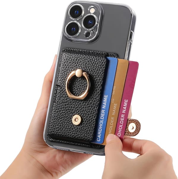 Unisex lommebok, kredittkortholder til iPhone, de fleste smarttelefoner Silver Gray