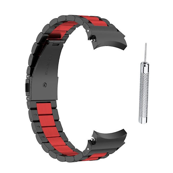 Band för -Galaxy Watch4/Watch4 Klassiska metallremmar Byt ut armband Black red