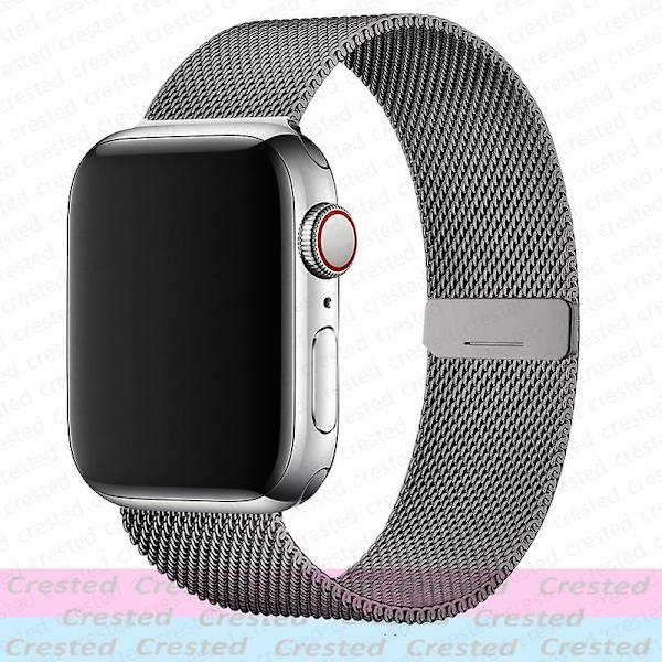 Milanese Loop Strap För Apple Watch Ultra Band 44mm 40mm 45mm 41mm 49mm 42mm 38mm 44 Mm Correa Armband Iwatch Series 3 6 Se 7 8 38mm 40mm 41mm Gun
