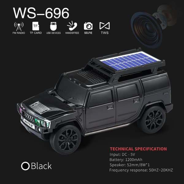 Bluetooth-højttaler Ws-696 Bilformet Trådløs med Tf Usb Fm Håndfri Aux Tws (Sort)