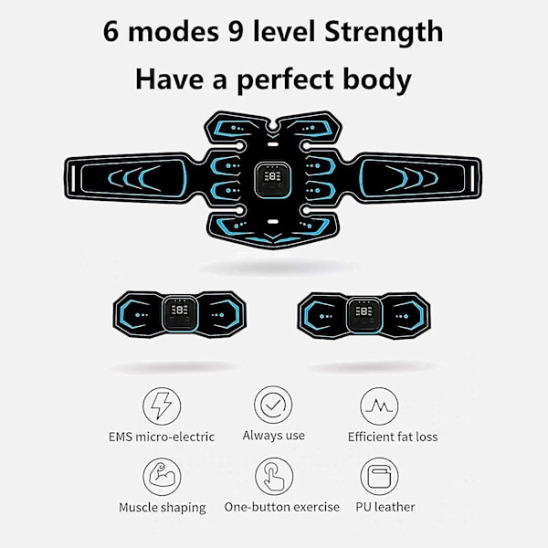 Abs Stimulator Muskel Toner, Oppladbar trådløs Ems Massasjer, den ultimate elektroniske Power Abs Trainer
