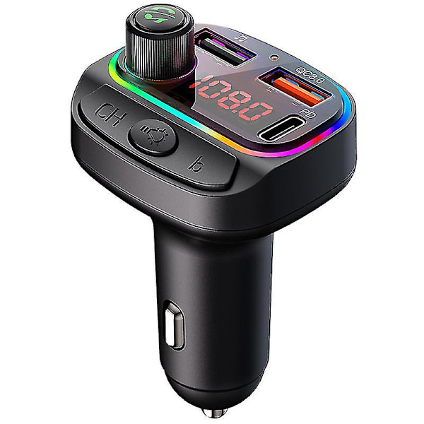 Auton FM-lähetin Auton Bluetooth-sovitin Mp3-musiikkisoitin LED-taustavalon kanssa