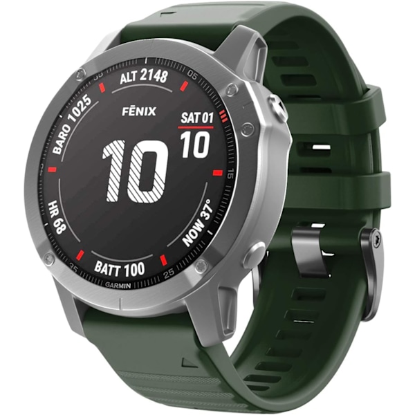 Kompatibel med Fenix 6X/7X Band 26mm Easy-fit Mjukt Silikon Armbandsersättning för Fenix 5X/Fenix 5X Plus/Fenix 3 Smartklockor (Svart) Olive Green