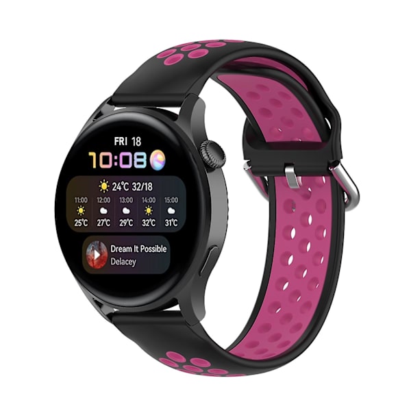 Dualfarget metallspenne justerbar silikonklokkestropp 22mm for Huawei Watch 3/Watch 3 Pro Multicolor F