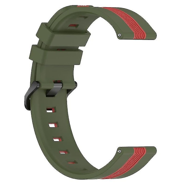 Til Huawei Watch GT 3 42mm/Watch GT Silikone Urrem Bredde 20mm Dobbelt Blød Rem Army Green Red H Samsung Galaxy Watch 5