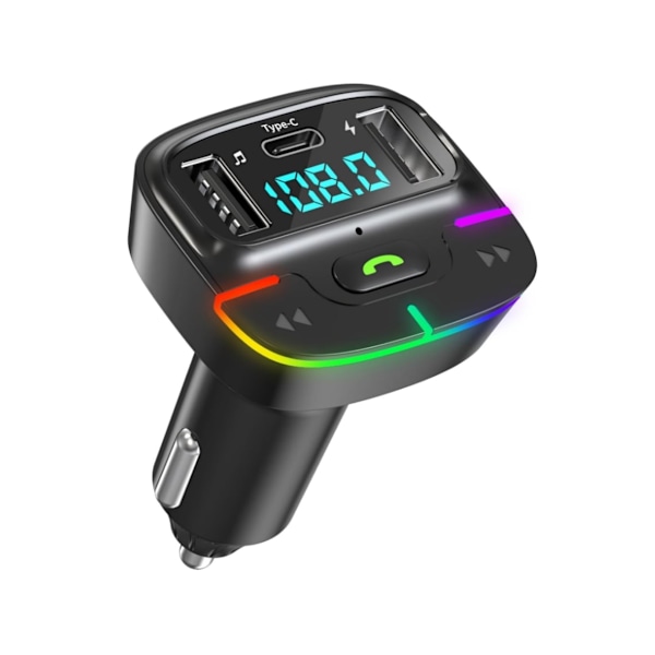 Bluetooth 5.3 FM-lähetin autoadapteri - Bluetooth FM-lähetin auton radiovastaanottimelle handsfree-puheluita varten