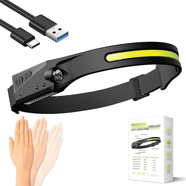 Pannlampa Led Uppladdningsbar jogginghuvud, Gobeam 230 Pannlampa USB Cob Pannlampa igång