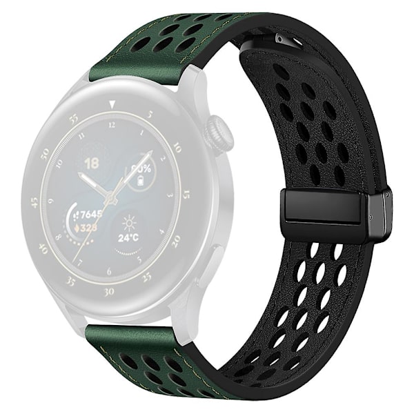 For Huawei Watch GT 3 42mm/ GT 3 Pro 20mm PU Læderrem Hulsdesign Urrem Green
