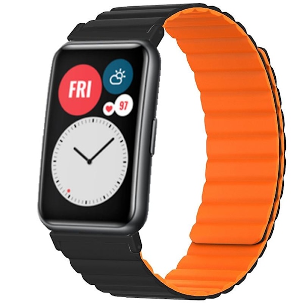 Magnetisk silikone rem til Huawei Watch Fit / Watch Fit Special Edition Black Orange