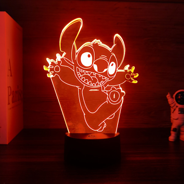 3D Illusion Natlampe, 16 Farve Skiftende Dekorativ Sengelampe, Cool og Unik Julegave til Drenge, Piger Sort baggrund: touch 10 16 color remote control