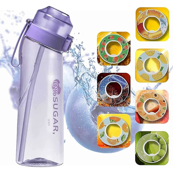 Fruktdoft luktande vattenflaska med sugrör, BPA-fri och läcksäker gymflaska idealisk för fitness och utomhus(650 ml) Purple 650ml