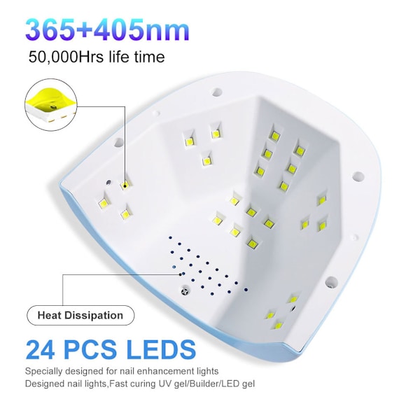 Sun S3 88W 2-in-1 UV LED -lamppu puolikestävän kynsilakan ja UV-geelin kuivaamiseen, valkoinen