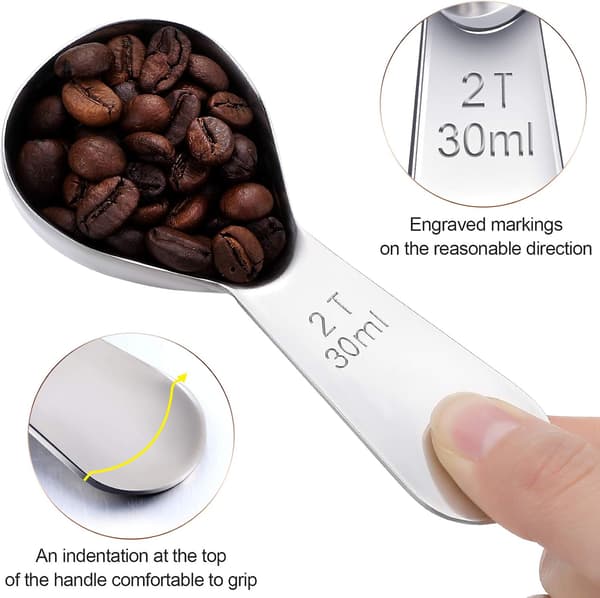 3-pak kaffeske, måleske i rustfrit stål 30 ml