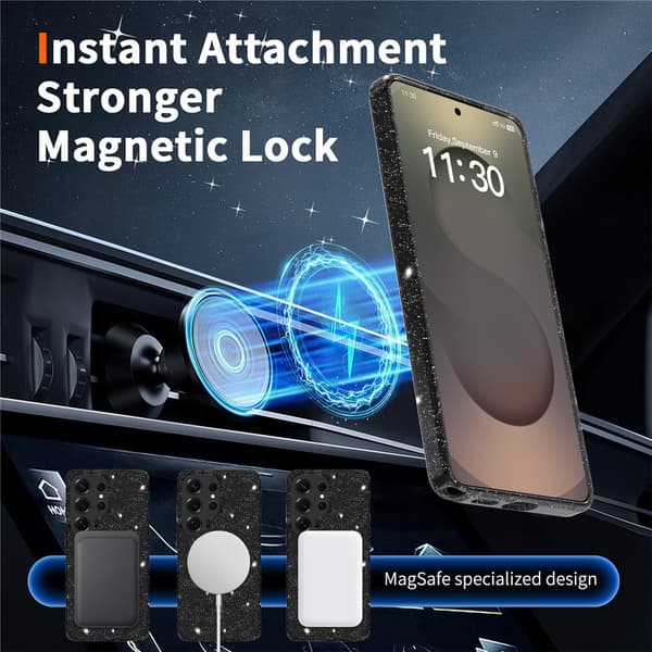 Etui til Samsung Galaxy S26 Ultra, magnetisk med skjermbeskytter Black