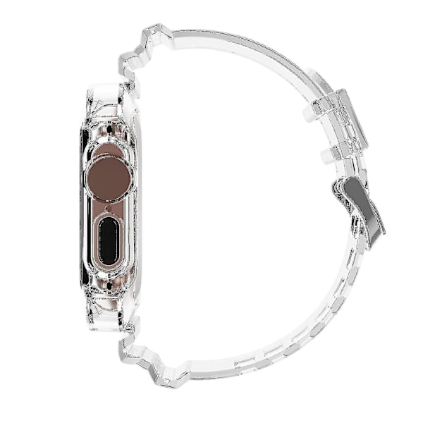 Håndleddsstropper for Apple Watch Ultra 49mm to rader hull TPU Smart Watch Band erstatning håndleddsstropp I Transparent, Rose Red H Apple Watch Ultra 49mm