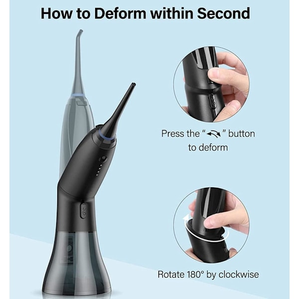 Oral Irrigator - 4 moduser, 350 ml vanntank med 3 utskiftbare dyser (hvit)