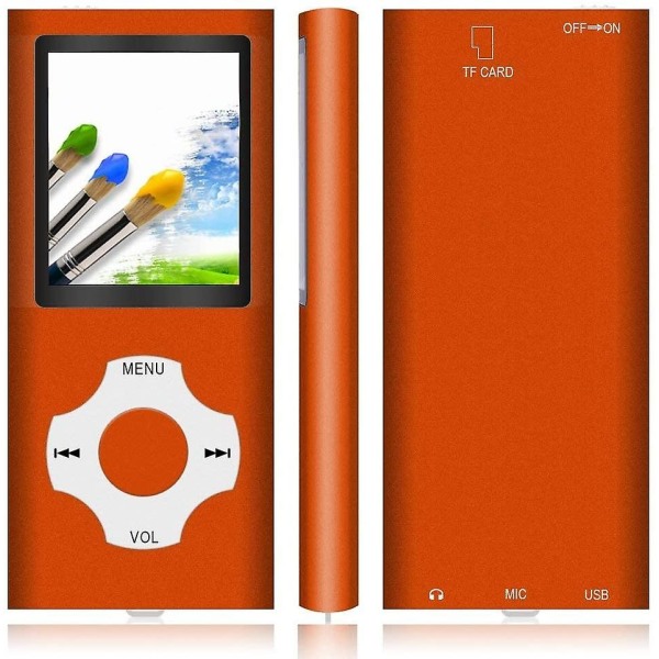 Mp3-spelare/Mp4-spelare med 64gb/32gb/16gb minne SD-kort Smal klassisk digital LCD-skärm 1,82 tums skärm Mini USB port med FM-radio, röst Orange 16GB