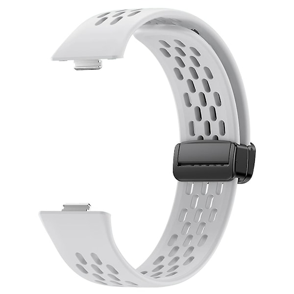 För Huawei Watch Fit 3 Silikonklockarmband ihålig rem med magnetiskt viklås White