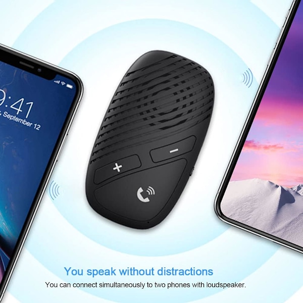 Bilhögtalartelefon, Bluetooth 5.0, Bluetooth-högtalartelefon med brusreducering och visirklämma
