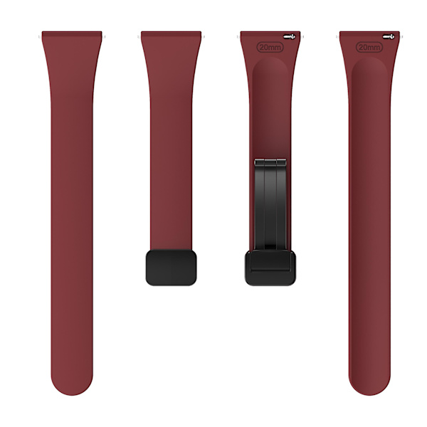 Silikonebånd til Samsung Galaxy Watch6 / Watch6 Classic / Watch 5 Pro / Watch4 Classic, Magnetisk foldelukkespænde 20mm rem Wine Red