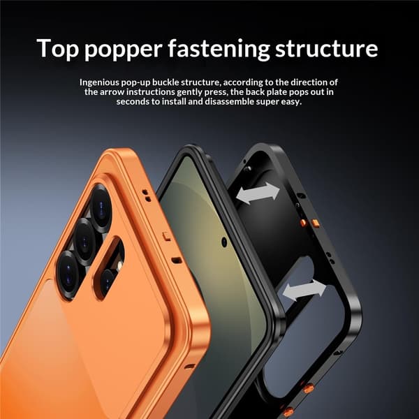 Etui til Samsung Galaxy S26 Ultra, metallramme med pop-up-spenne (sølv)