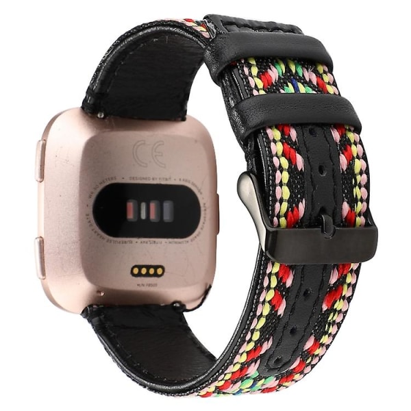 Til Fitbit Versa etnisk stil ægte læderurrem LEQ Colorful