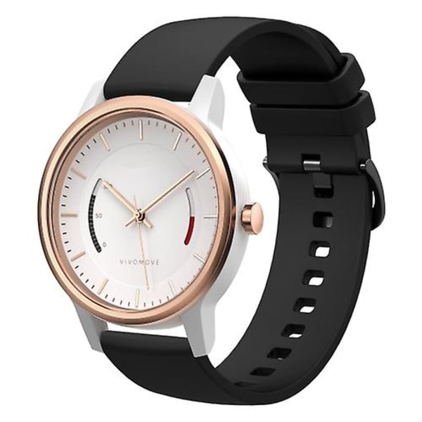 För Garmin Vivomove 20mm Solid Color Soft Silicone Watch Band LYX Black