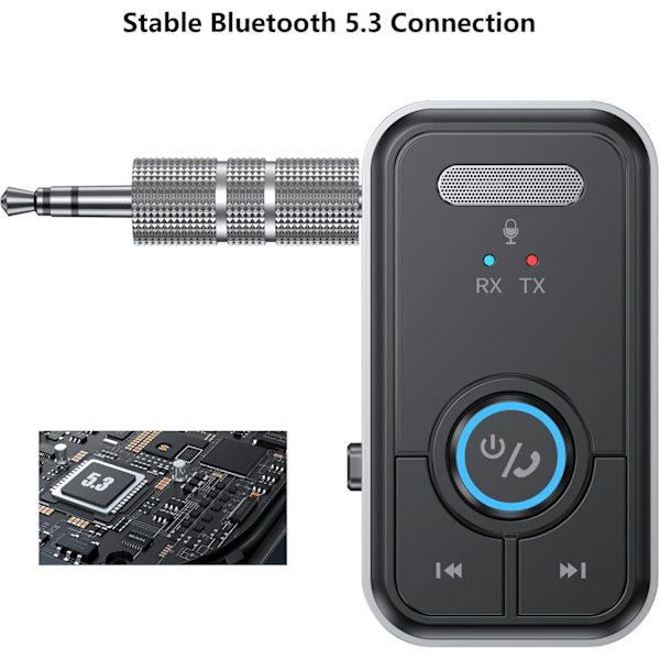 Bluetooth-mottaker 2-i-1 Bluetooth 5.3-adapter 3,5 mm jack