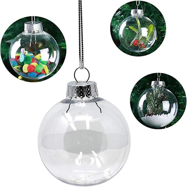 36st genomskinlig plast kula grannlåt sfär fyllbar julgran prydnad Xmas 54pcs